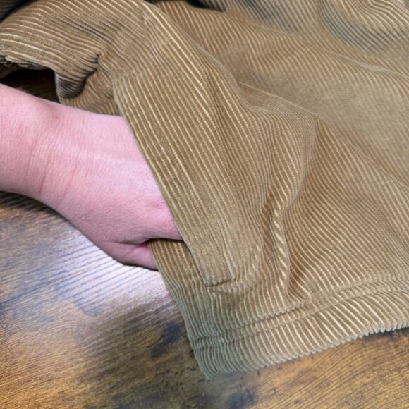 LL Bean Corduroy Sherpa Lined Shirt Jacket Men Large Tan Traditional Fit Snap Up - Picture 8 of 13